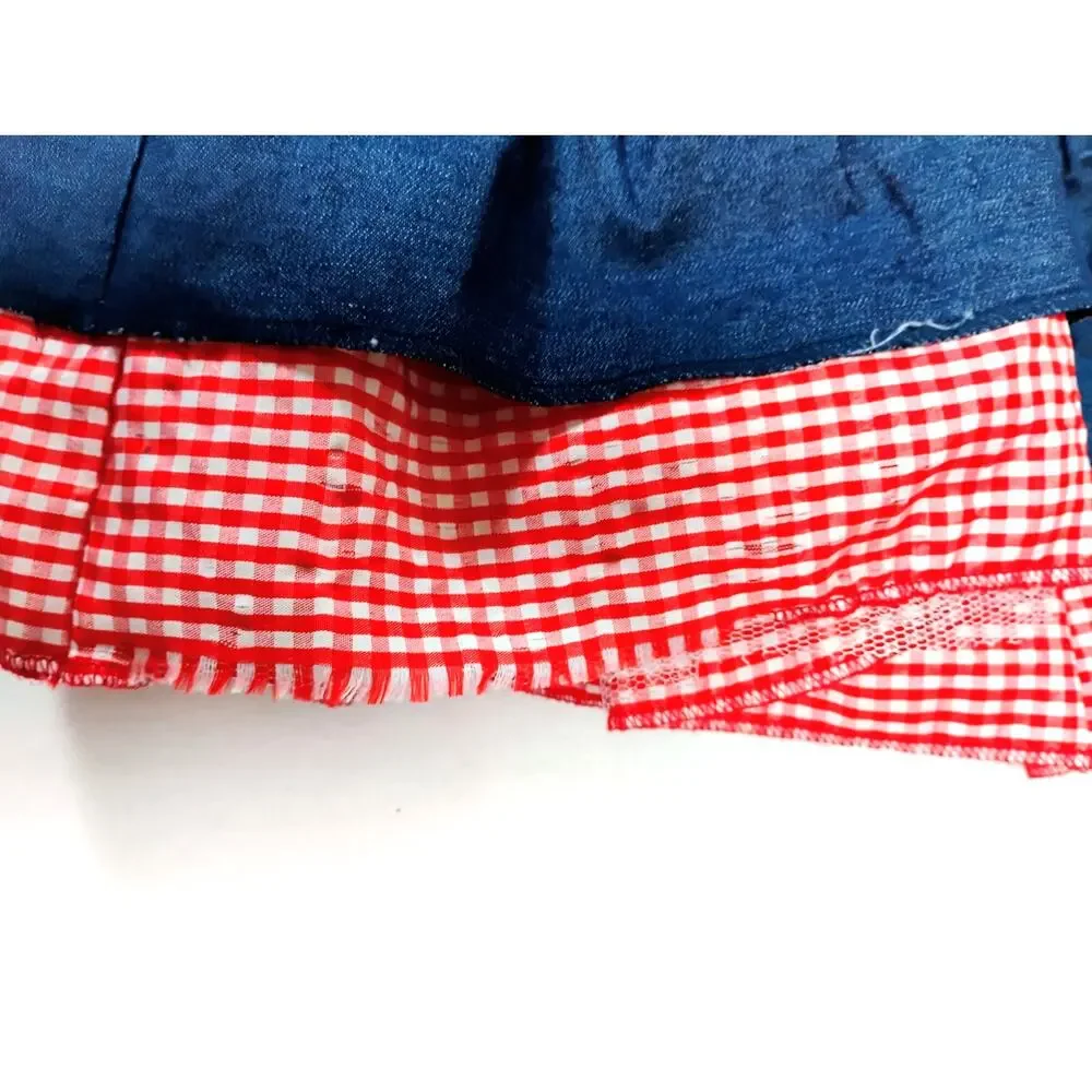 Girls Dorothy Dress Costume Gingham Chambray Wizard Oz Dance Halloween